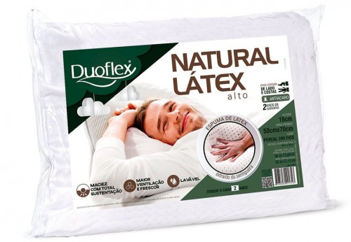 Almohada antiácaros Duoflex de látex natural, delgada y lavable